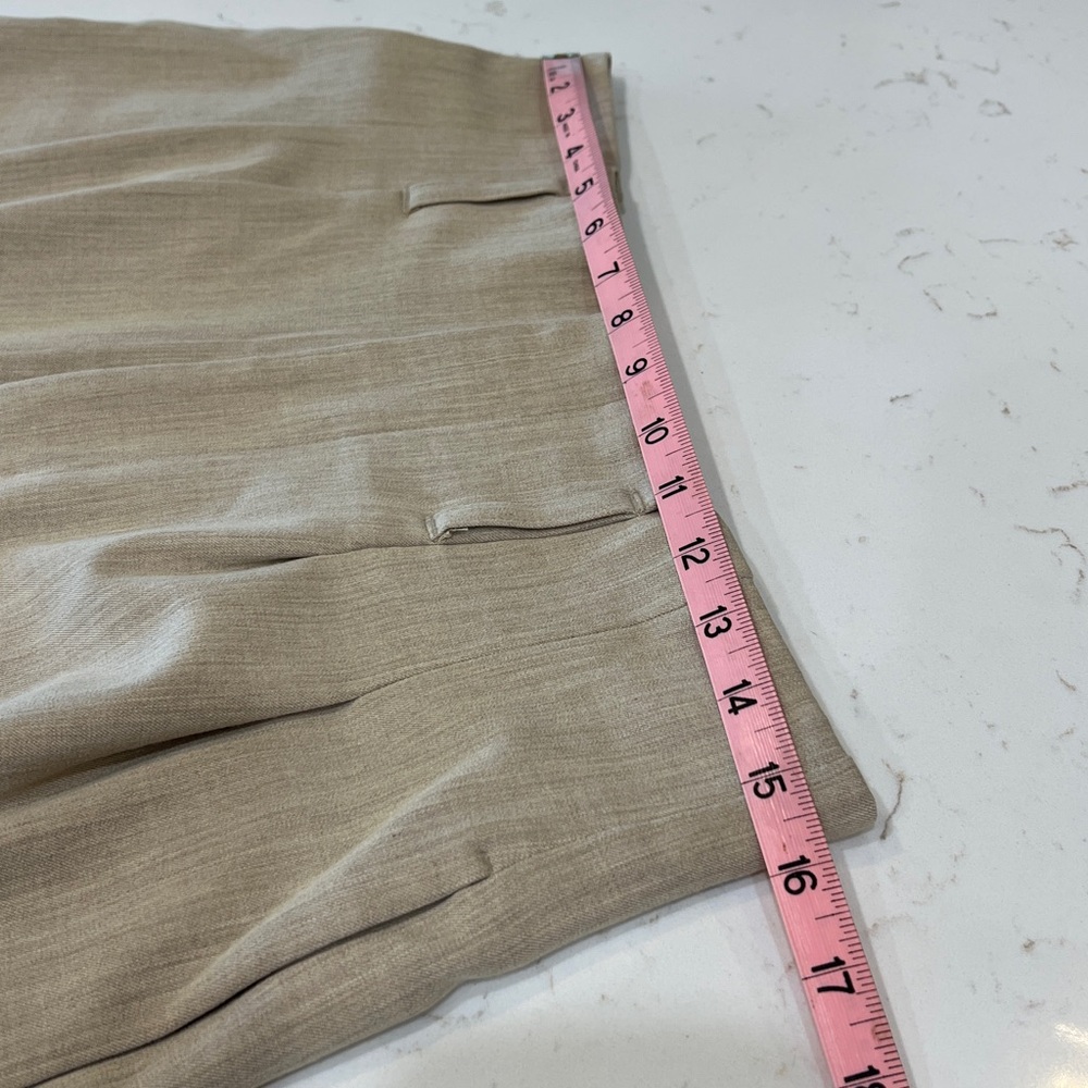 Nine West High Waist Wide Leg Pants Oatmeal Neutral Pleated Trousers - Picture 9 of 12